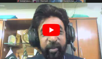 Man speaking during a virtual webinar session.