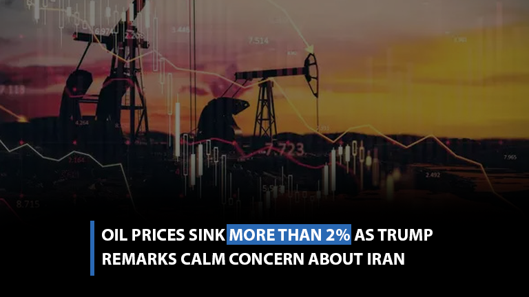 Oil prices sink more than 2% as Trump remarks calm concern about Iran