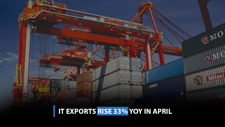 IT exports rise 33% YoY in April